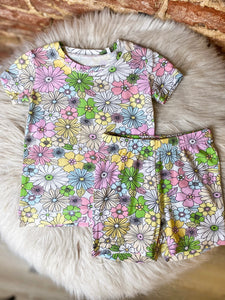 Angel Dear Retro Floral Short Lounge Set