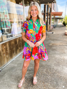 Lovely Styles Kelly Green Floral Dress