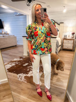 Load image into Gallery viewer, Making It Here Navy Floral Blouse

