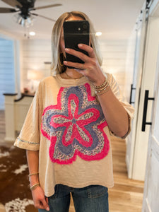 Good Mood Cream Flower Patch Tee