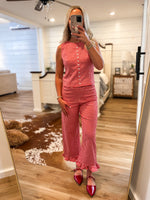Load image into Gallery viewer, Feeling Free Red Gingham Tank &amp; Cropped Pant Set
