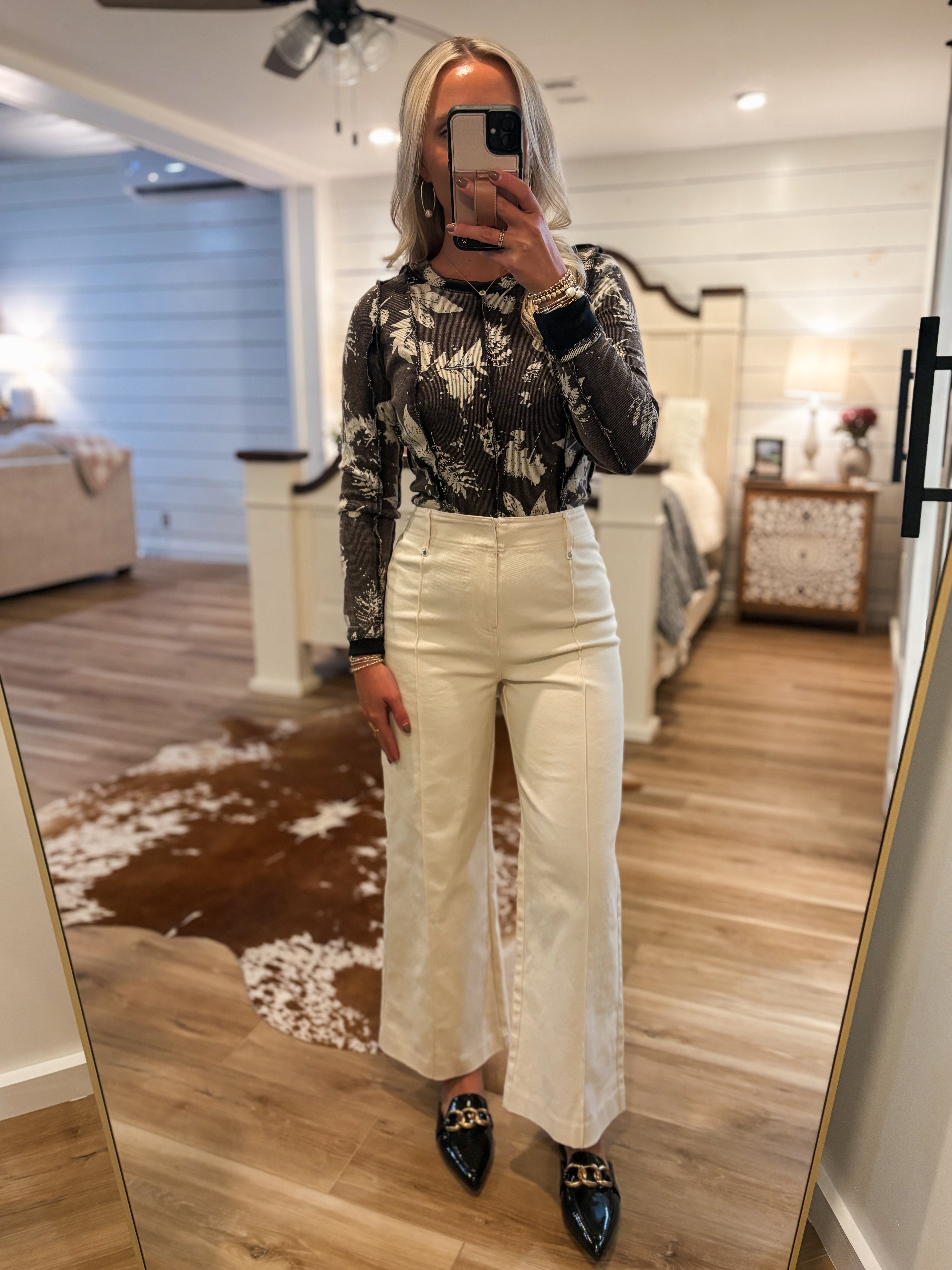 Walk In Ecru Wide Leg Pant