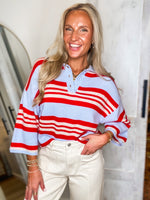 Load image into Gallery viewer, Good Work Powder Blue Stripe S/S THML Sweater
