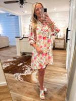 Load image into Gallery viewer, Kept For You Pink Floral FATE Mini Dress
