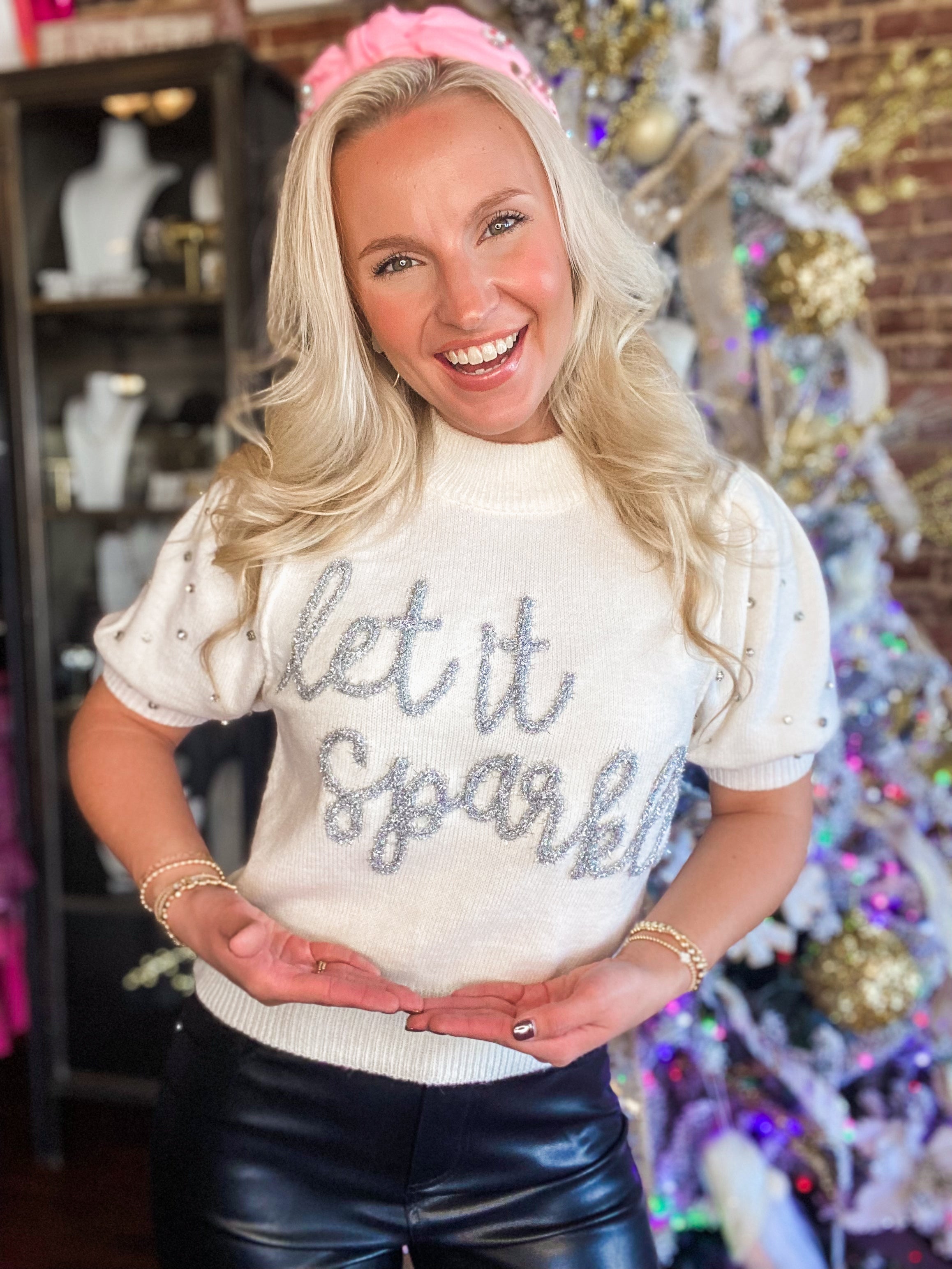 Let It Sparkle White Sweater