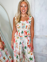 Load image into Gallery viewer, On Island Time Tropical Print Linen Tank &amp; Palazzo Pant Set

