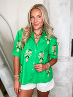 Load image into Gallery viewer, Day Out Kelly Green Embroidered Floral Blouse
