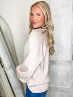 Load image into Gallery viewer, Not For Long Almond Luxe Knit Blouse
