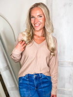 Load image into Gallery viewer, Back To Us Taupe Knit L/S Blouse
