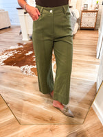 Load image into Gallery viewer, Forever Yours Olive Denim Trouser Pant
