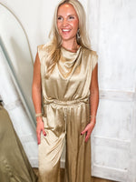 Load image into Gallery viewer, Shining Bright Gold Blouse &amp; Palazzo Pant Set
