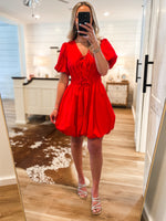 Load image into Gallery viewer, Starting New Red Bow Bubble Dress
