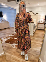 Load image into Gallery viewer, Either Way Navy &amp; Mauve Floral FATE Midi Dress
