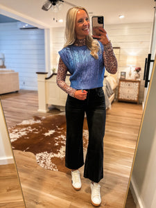 Bright Dreams Blue Metallic Sleeveless Sweater