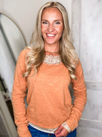 Load image into Gallery viewer, Keeping You Blush Brick Mineral Washed L/S Top
