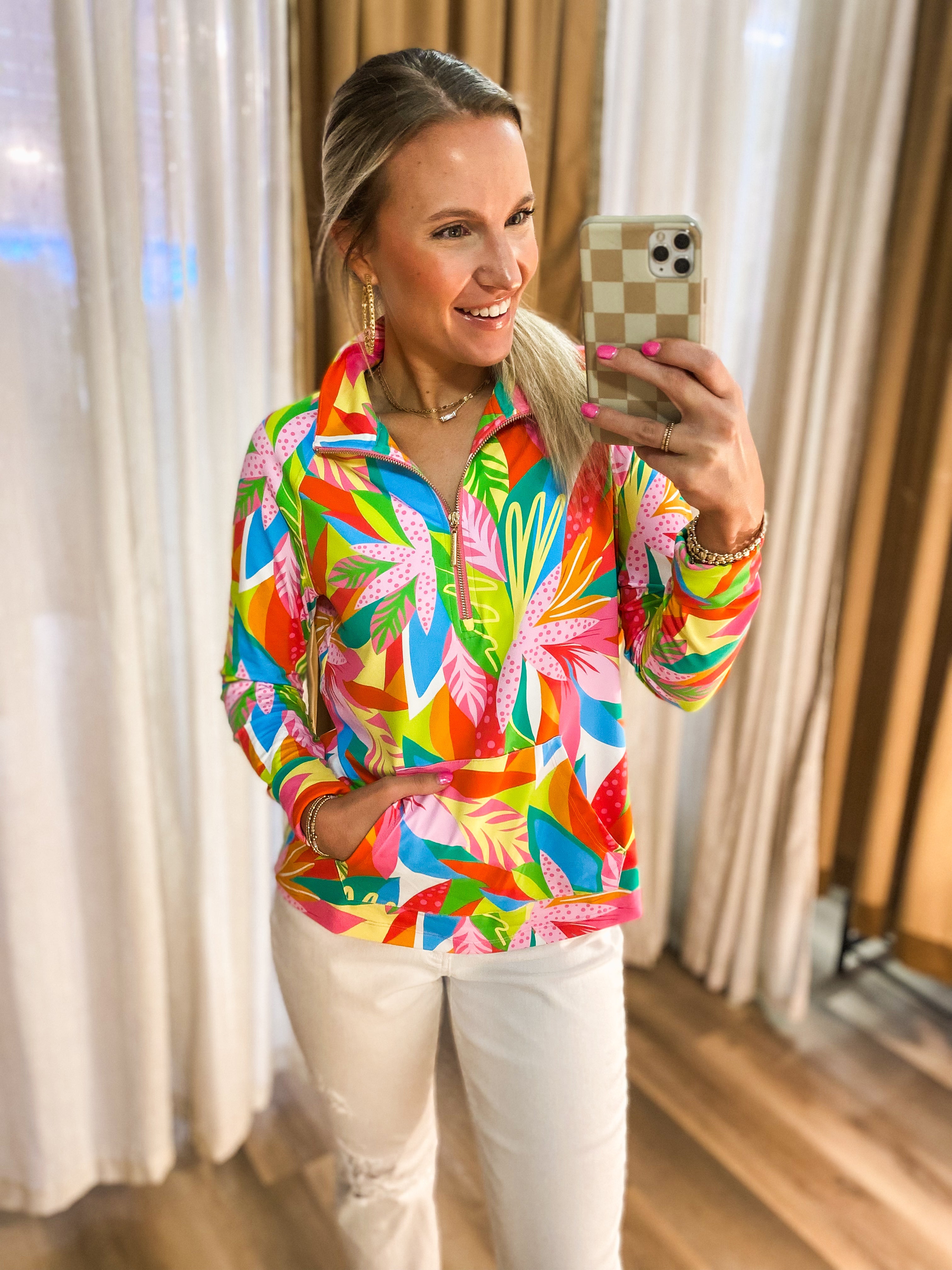 Hamptons Get Tropical Mary Square Half Zip