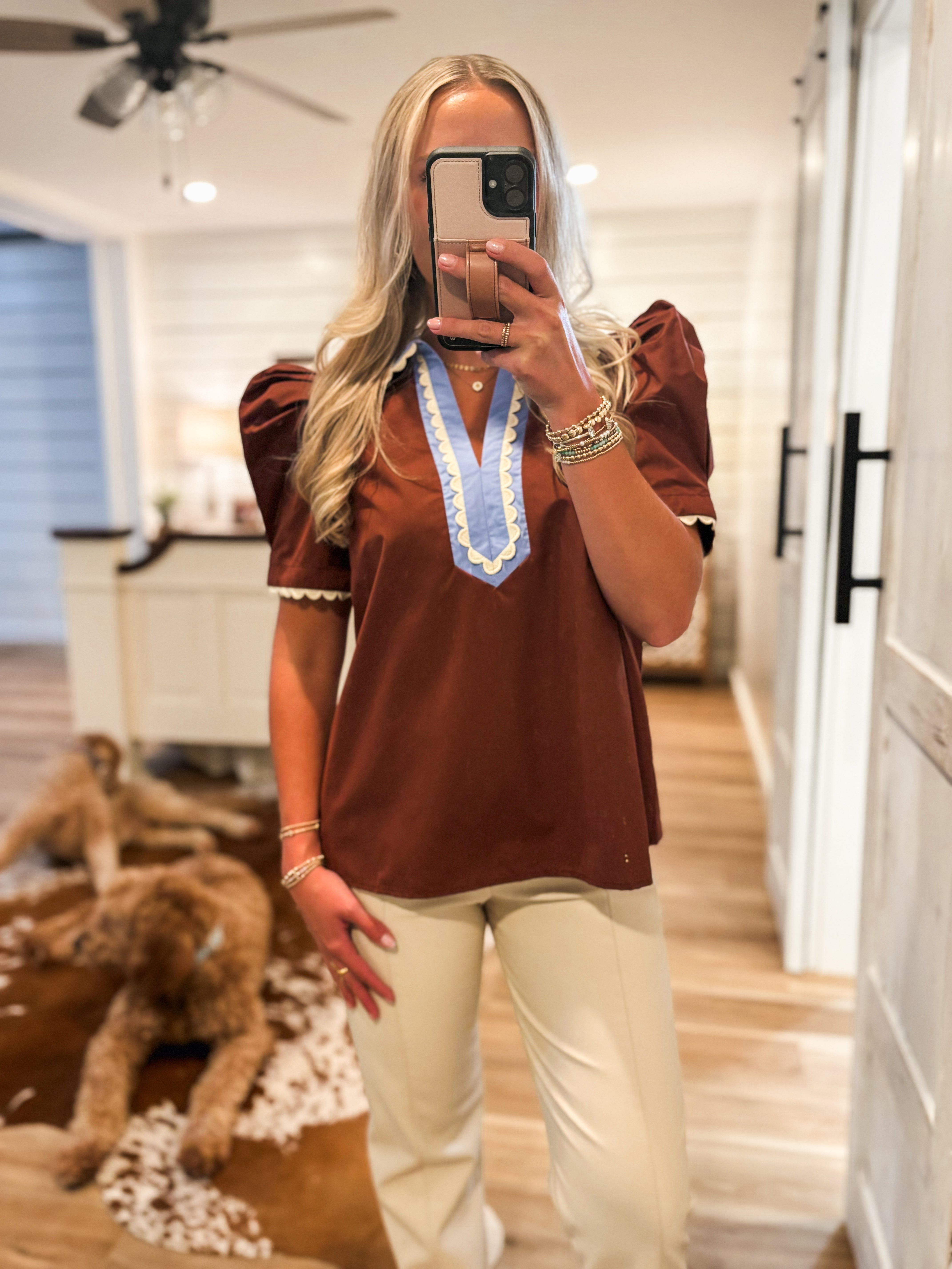Sweet Touch Brown Contrast Blouse