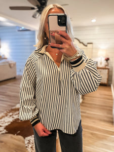 Time To See Black & Ivory Stripe Blouse
