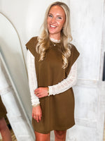 Load image into Gallery viewer, Natural Feeling Olive Luxe Knit Mini Dress
