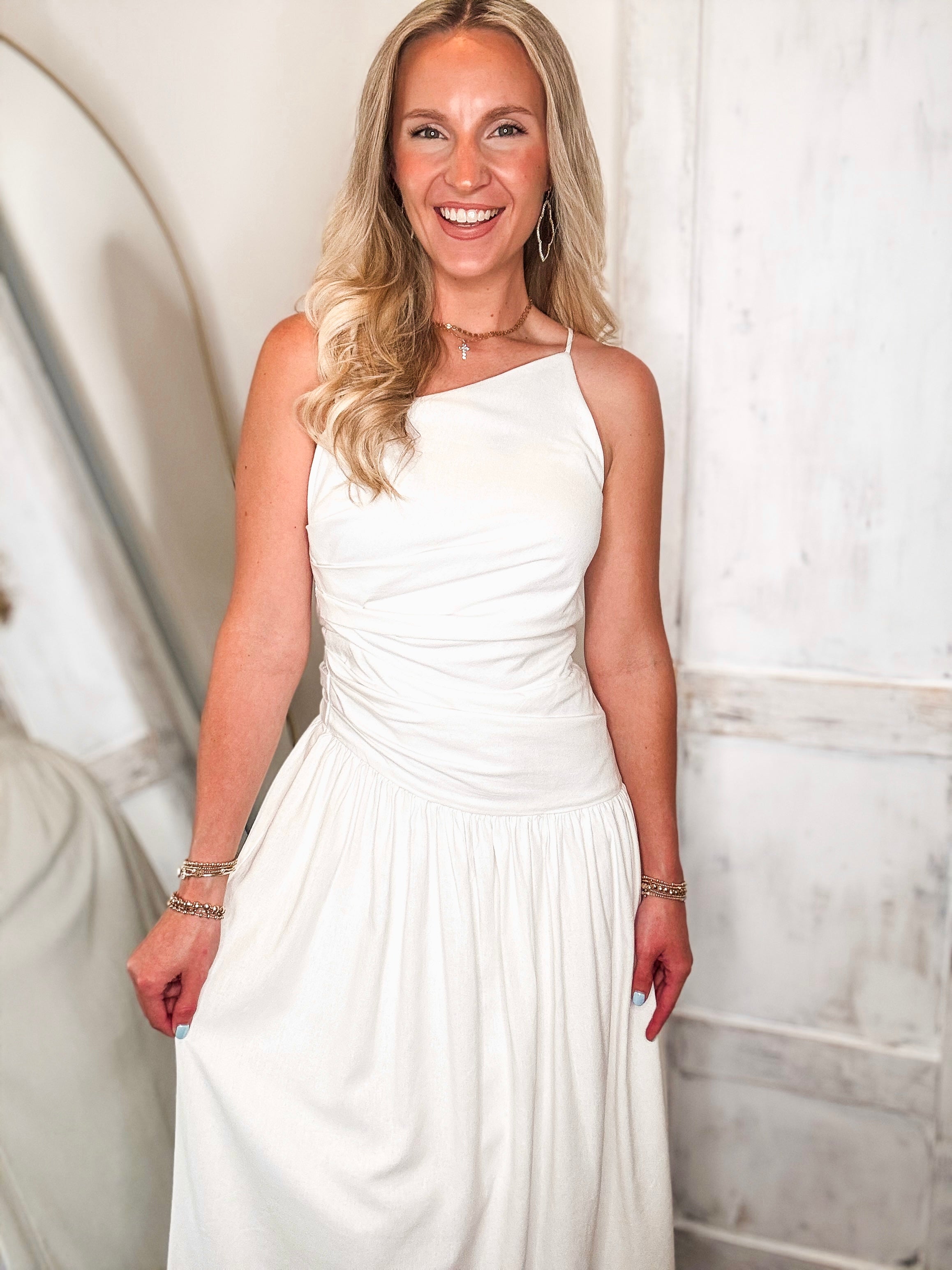 Heaven Sent Ivory Drop Waist Maxi Dress