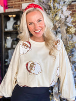 Load image into Gallery viewer, Coming To Town Sequin Santa Ivory Sweatshirt

