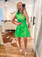 Load image into Gallery viewer, Should Be Here Kelly Green Front Zip Mini Dress
