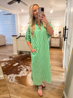 Load image into Gallery viewer, Options Open Kelly Green Stripe Maxi Dress
