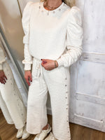 Load image into Gallery viewer, Shining Bright Pearl/Jewel Embellished Ivory Lounge Pants
