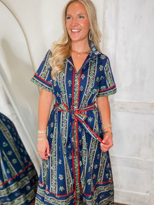 All The Feelings Navy Floral Midi Dress