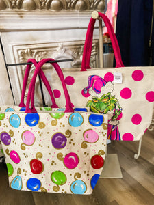 Pink Grinch Tote Bag