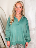 Load image into Gallery viewer, This Time Green Mineral Washed Pullover
