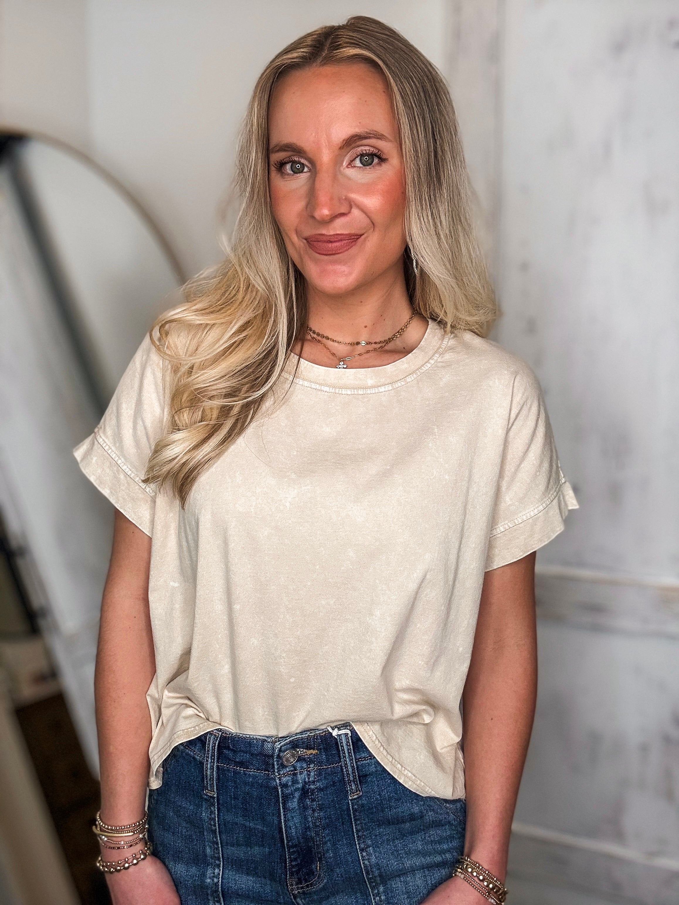 Expect It Taupe Cropped Tee