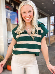 Cutting Corners Teal & Ivory Sleeveless Sweater