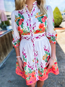 Best Impression Floral Button Down Dress