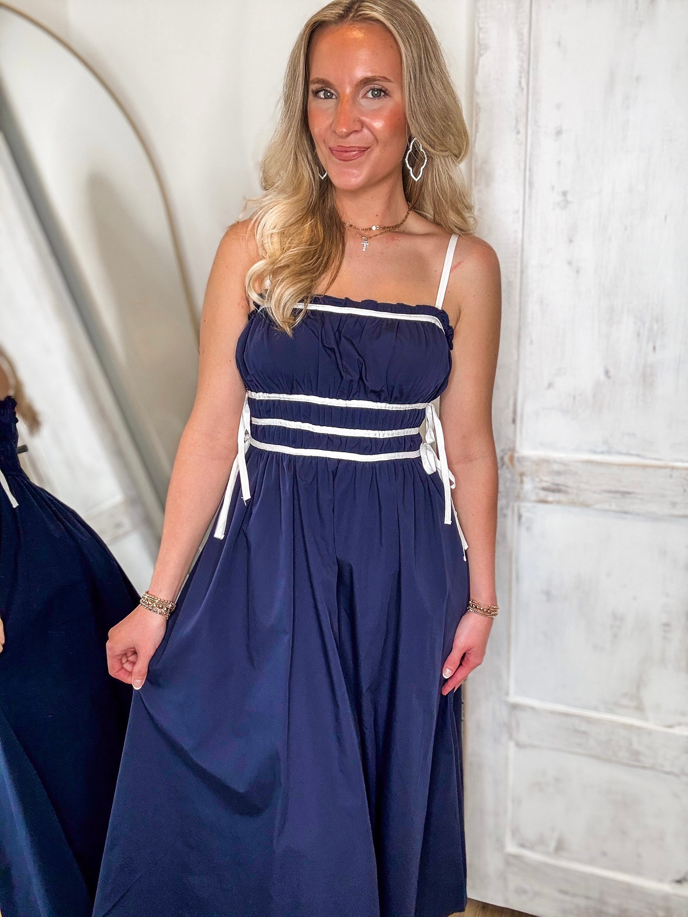 My Next Chapter Navy Contrast Midi Dress