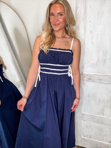 My Next Chapter Navy Contrast Midi Dress