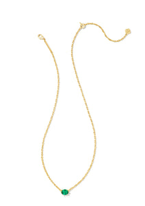 Cailin Green Crystal Pendant Gold Necklace