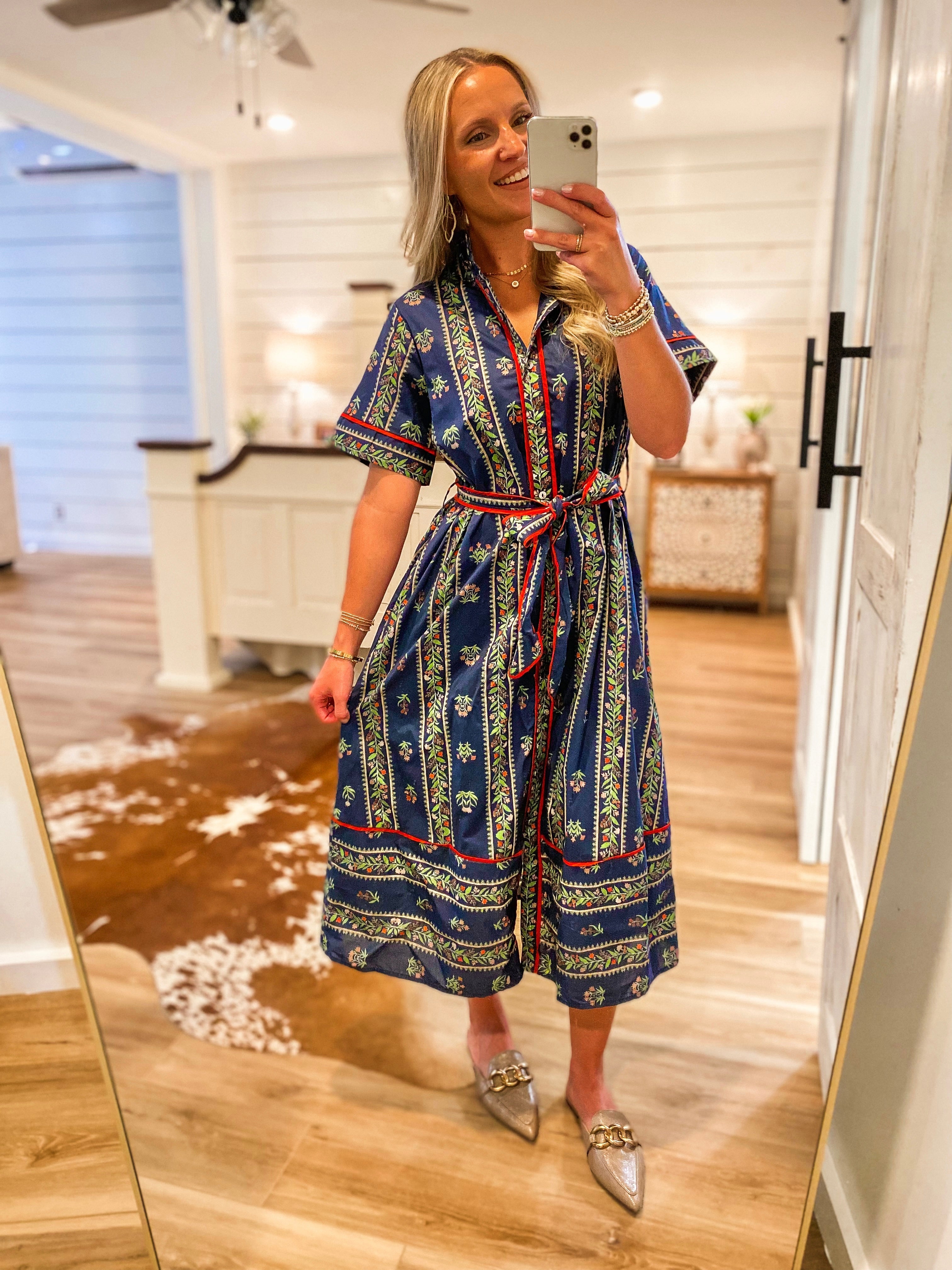 All The Feelings Navy Floral Midi Dress
