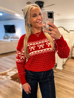 Load image into Gallery viewer, By The Fire Red Bow Sweater
