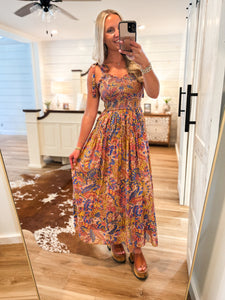About Time Mocha & Mauve Printed FATE Maxi Dress
