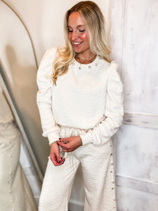 Shining Bright Pearl/Jewel Embellished Ivory Sweater