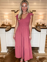 Load image into Gallery viewer, Take My Chance Mauve Midi Dress
