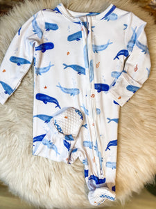 Angel Dear Whale Hello There 2 Way Zipper Footie