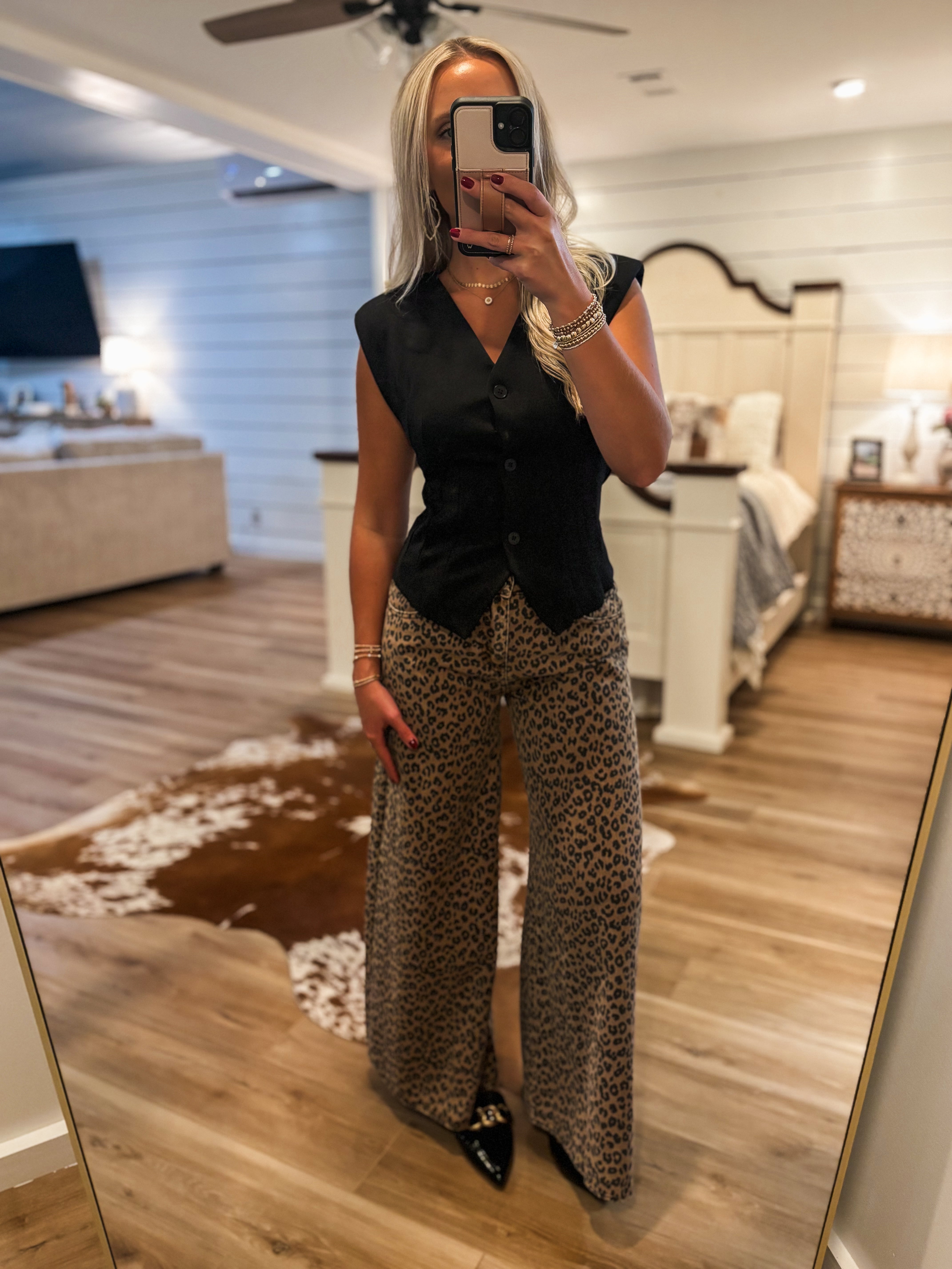 Because Of You Black Vest Blouse