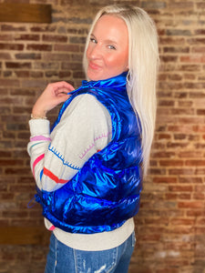 Your Type Royal Blue Metallic Puffer Vest