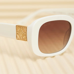 Italy - White Ivory Rich Brown Gradient Diff Sunglasses - The White Lotus