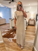 Load image into Gallery viewer, Just Made It Taupe Stripe Knit Maxi Dress
