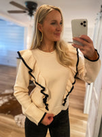 Load image into Gallery viewer, Never Miss Love Ivory Ruffle Sweater
