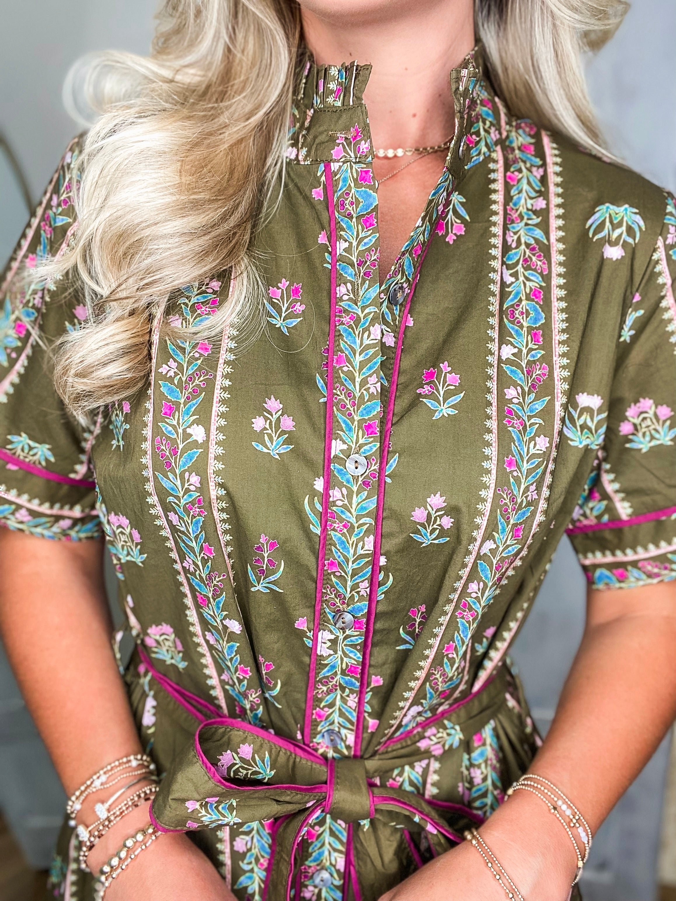 All The Feelings Olive Floral Midi Dress
