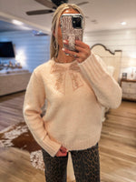 Load image into Gallery viewer, Sweet Presence Blush Knit Bow Sweater

